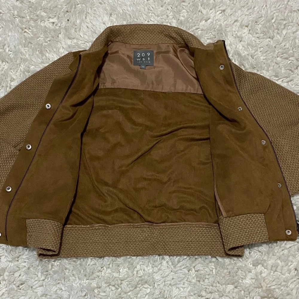 209 wst Brown Women's zipper and button up bomber jacket VGUC business casual - Picture 7 of 16